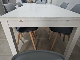 Mesa de comedor blanca extensible de 140-220cm