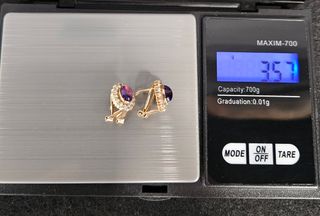 Pendientes de Oro 18K, Piedra Central, 3,57gr, 1cm