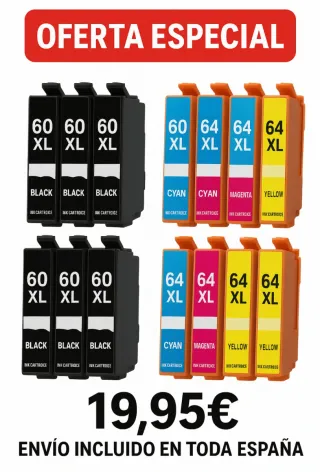 Cartuchos Epson 604XL BK, CY, MG, YE (14 unid)