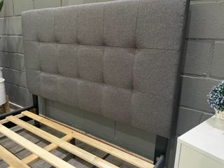 Cama Matrimonial Tapizada Gris