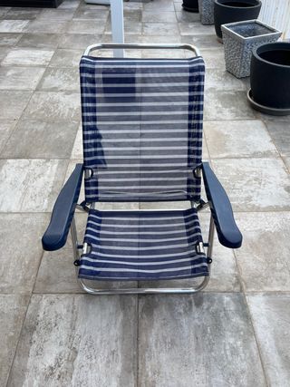 Silla de Playa Plegable Azul y Plata