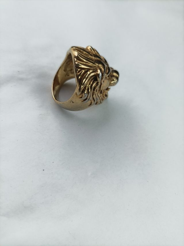 Anillo Cabeza de León Dorado y Plateado