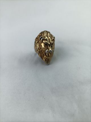 Anillo Cabeza de León Dorado y Plateado