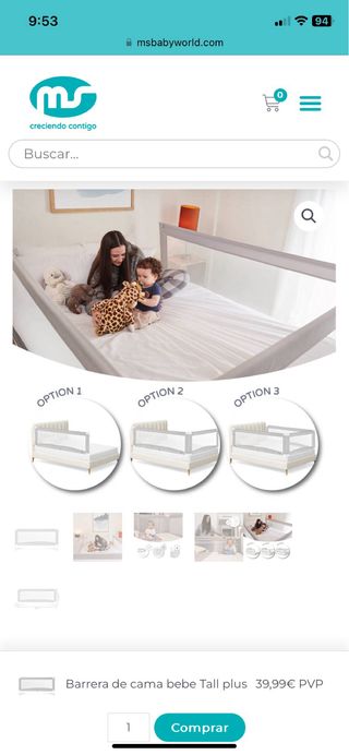 Barrera seguridad MS abatible para cama