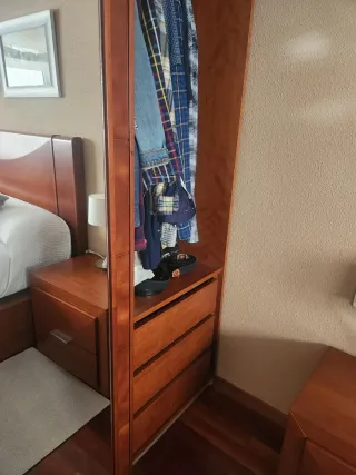 Armario de madera maciza con una puerta de espejo