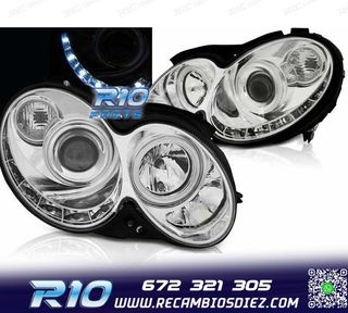 FAROS MERCEDES CLASE CLK W209 02-09 LUZ DIURNA FONDO CROMO