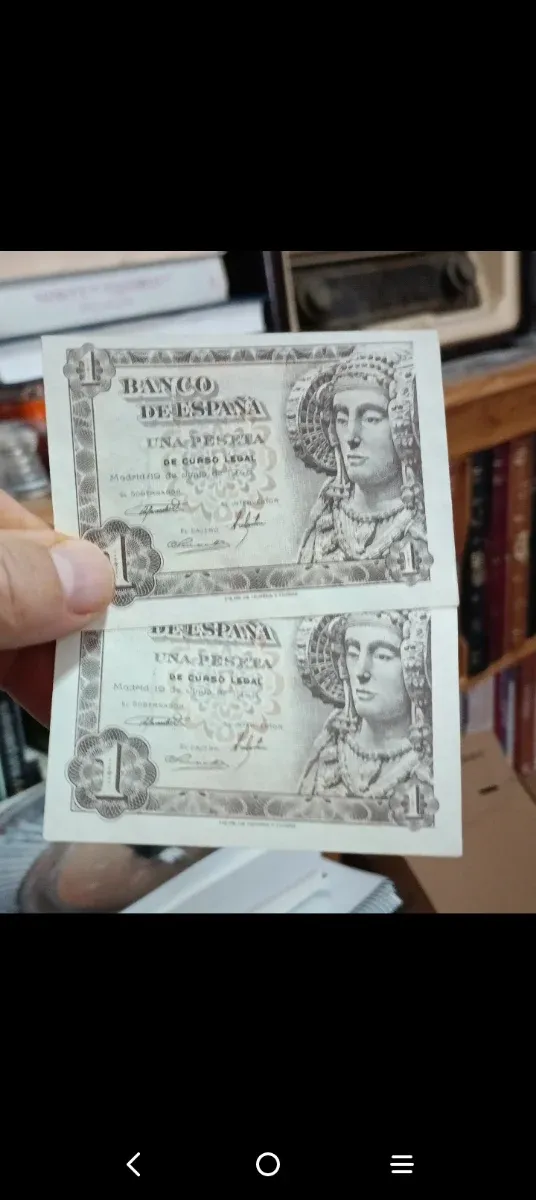 Pareja 2 billetes 1 Peseta 1948 Dama de Elche s/E!