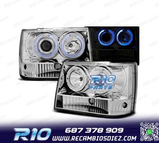 FAROS PARA JEEP GRAND CHEROKEE 93-98 OJOS ANGEL CROMADOS