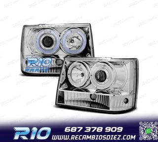 FAROS PARA JEEP GRAND CHEROKEE 93-98 OJOS ANGEL CROMADOS