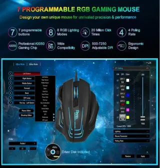 Ratón Gaming Ratel RGB 7200 DPI