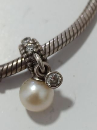 Pulsera Pandora Plata Corazón y Perla 19 cm