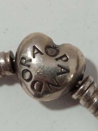 Pulsera Pandora Plata Corazón y Perla 19 cm