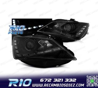 FAROS PARA SEAT IBIZA 6J 12-15 LUZ DIURNA LED FONDO NEGRO