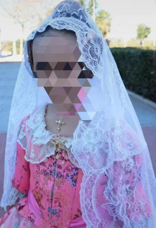 Mantilla Fallera Niña Blanca 