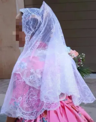 Mantilla Fallera Niña Blanca 