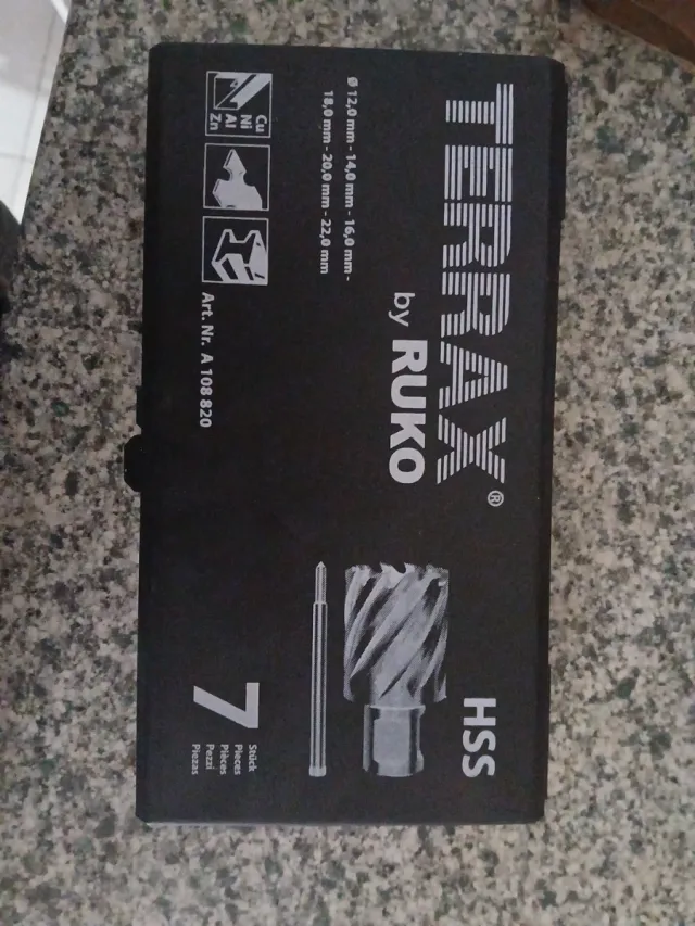 Juego 7 brocas corona HSS Terrax Ruko