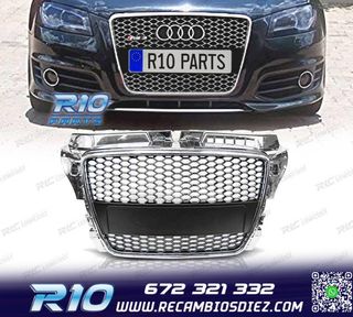 PARRILLA AUDI A3 8P 08-12 LOOK RS CROMO NEGRO