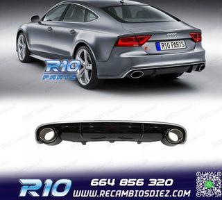 DIFUSOR AUDI A7 12-15 LOOK RS7 + COLAS ESCAPE NEGRO BRILL