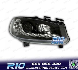 FAROS RENAULT MEGANE 02-05 LUZ DIURNA LED FONDO NEGRO