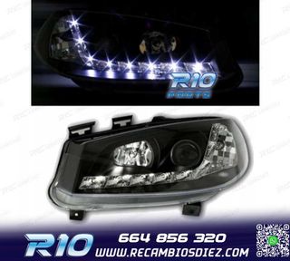 FAROS RENAULT MEGANE 02-05 LUZ DIURNA LED FONDO NEGRO