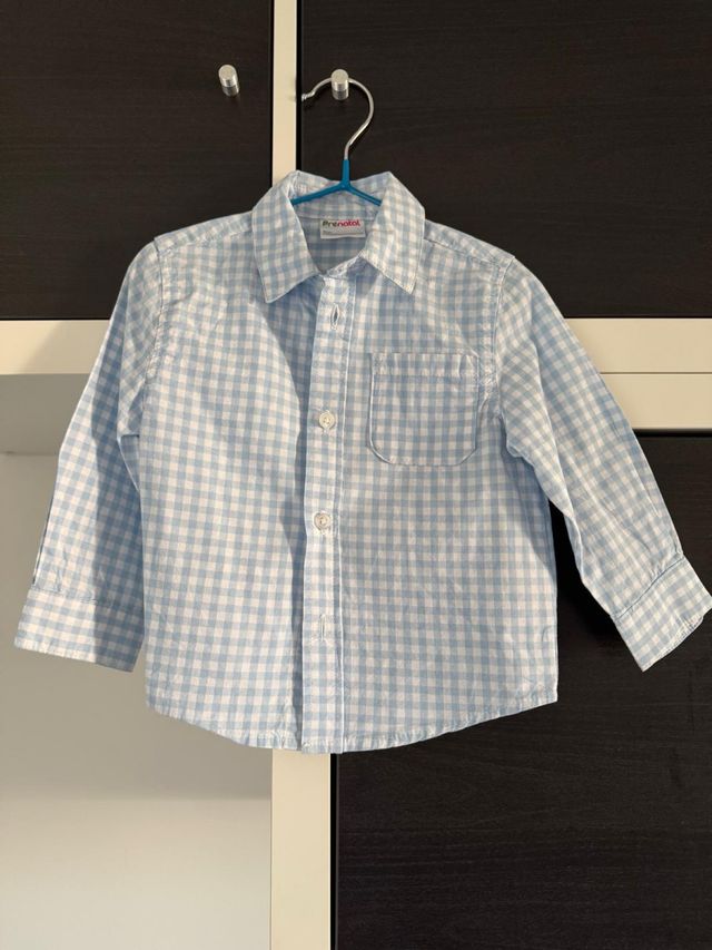 Camisa cuadros bebé niño azul