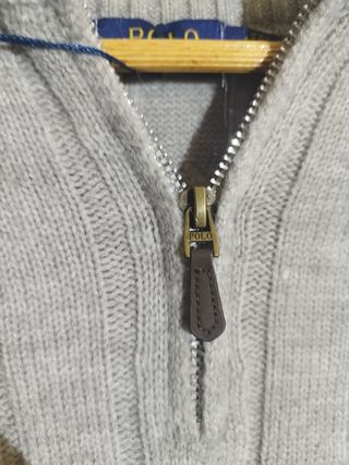 Jersey Polo Ralph Lauren Cable Knit Gris Talla M