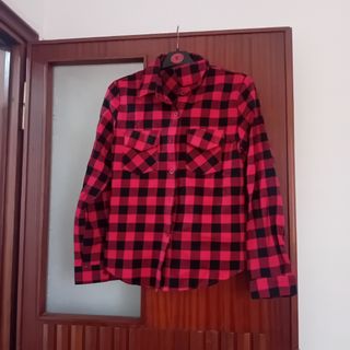 Camicia a quadri rossa e nera taglia S