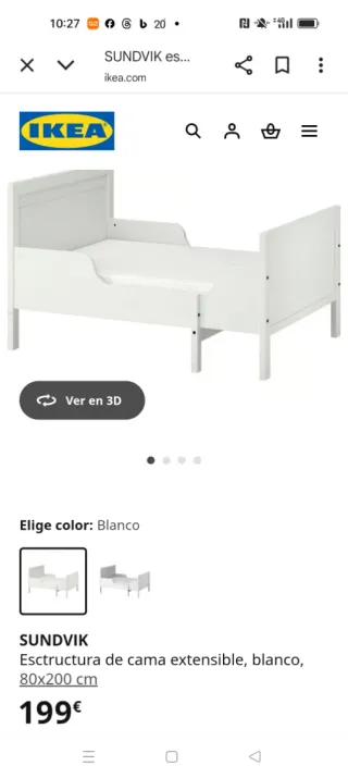 Cama infantil IKEA SUNDVIK blanca