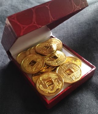 Monedas Chinas Suerte Feng Shui Tesoro Granate
