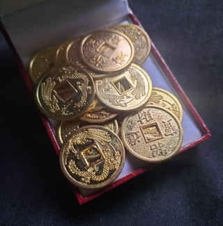 Monedas Chinas Suerte Feng Shui Tesoro Granate