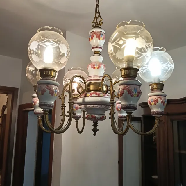 Lampadario Ceramica Bassano Floreale