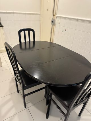 Mesa de cocina extensible con 3 sillas