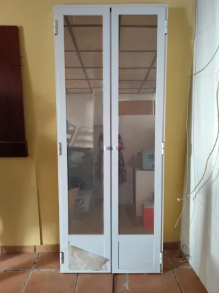 Puerta aluminio 220x90 cm con cristal