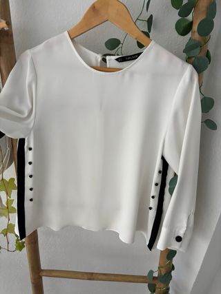Blusa Zara Mujer Blanca y Negra
