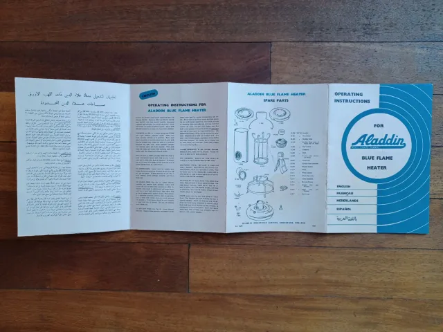 Estufa Aladdin Blue Flame Heater H2201 con manual