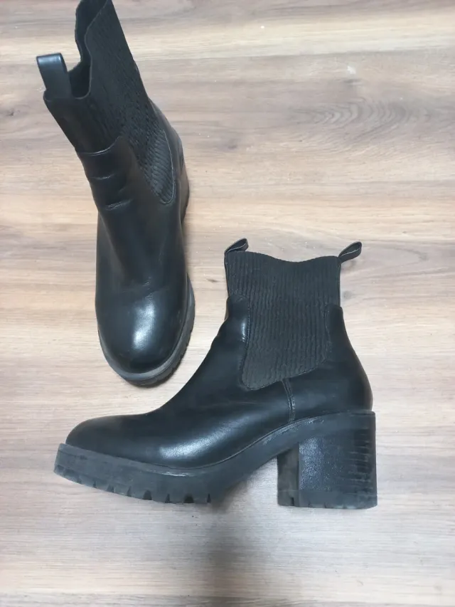 Botas piel plataforma negras talla 38