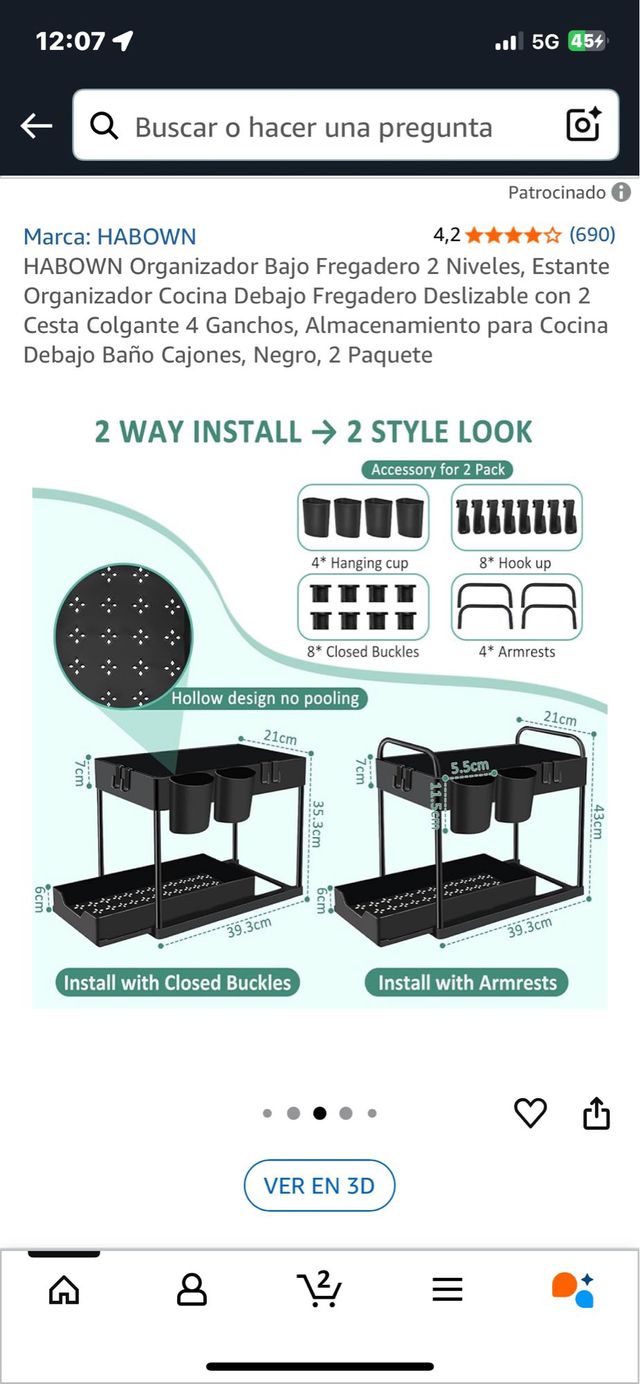 Organizzatore sotto lavandino Ref. 93. SOLO UNA UNIDADE! NUOVO