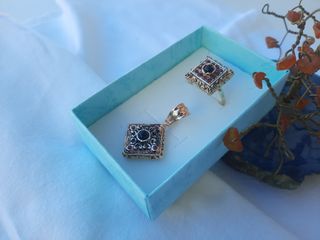 Set gioielli oro rosa bizantini con rubini 