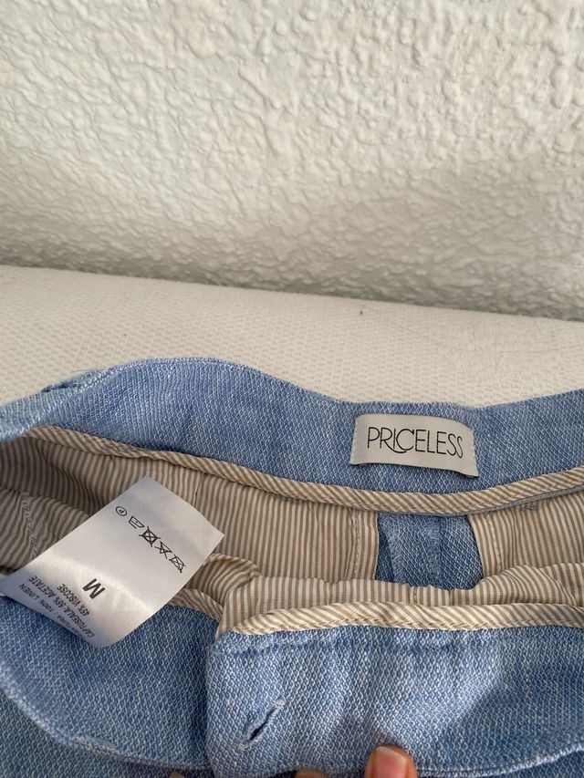 Pantalones de lino azul