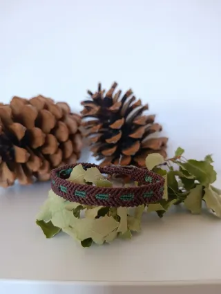 Bracciale da uomo in tessuto marrone e verde