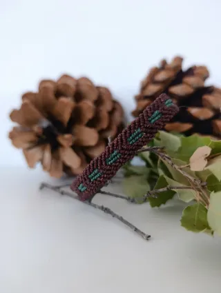Bracciale da uomo in tessuto marrone e verde
