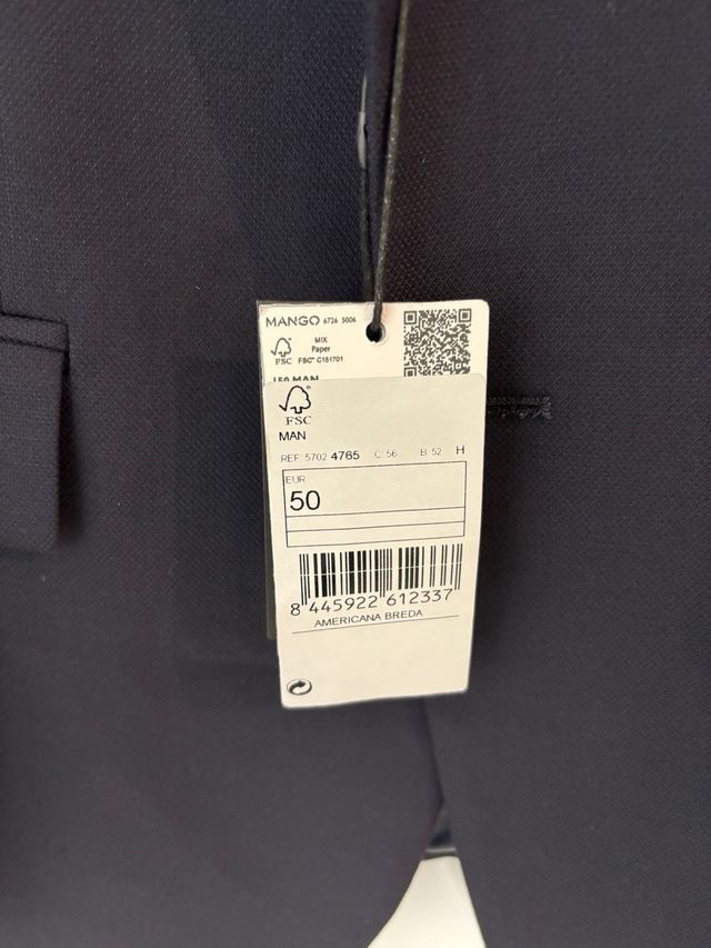 Americana Mango Performance Talla 50 Negra