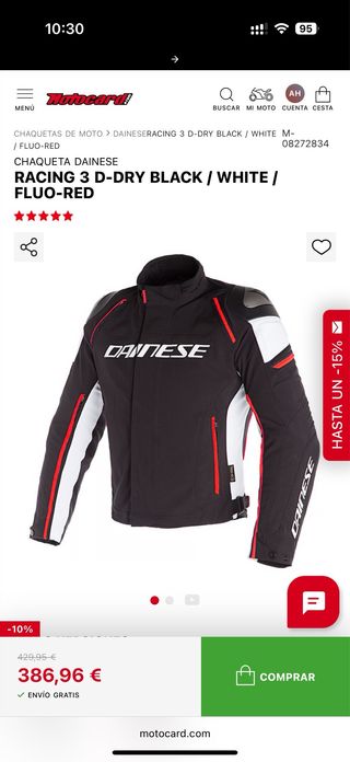 Chaqueta Dainese Racing 3 D-Dry Negra
