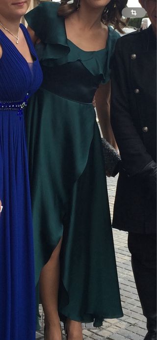 Vestido de fiesta verde esmeralda ( tengo zapato)