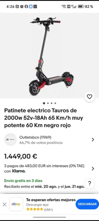 Patinete eléctrico Tauros 2000w