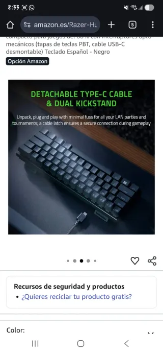 Teclado Razer Huntsman Mini Español Negro