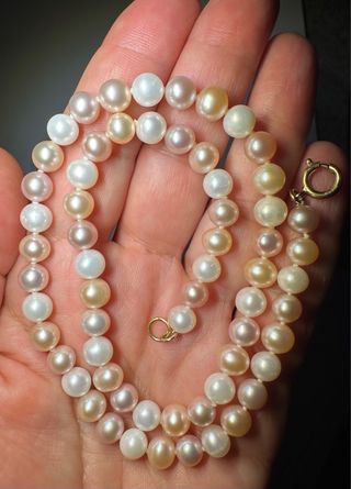 Collar Perlas Naturales Cierre Chapado Oro