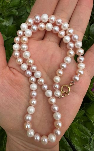 Collar Perlas Naturales Cierre Chapado Oro