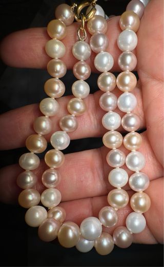 Collar Perlas Naturales Cierre Chapado Oro