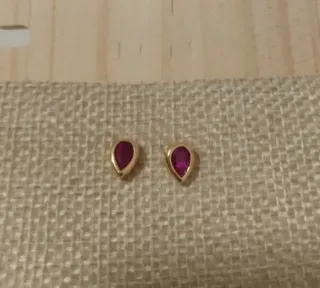 Pendientes Oro 18k Baño Rubí